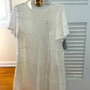 Mello day white cotton dress with lining